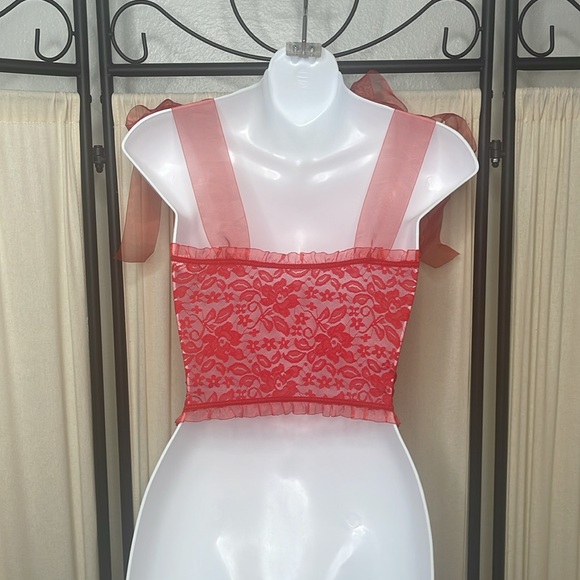 NEW! RED LINGERIE CORSET WITH RIBBONS SIZE SMALL - Picture 6 of 9